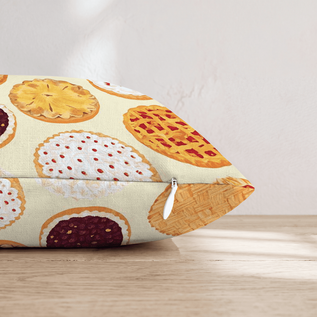 Peach, Apple, And Cocnut Cream Pies Throw Pillow - Hillcroft Home