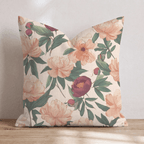 Peach Peony Garden Throw Pillow - Hillcroft Home