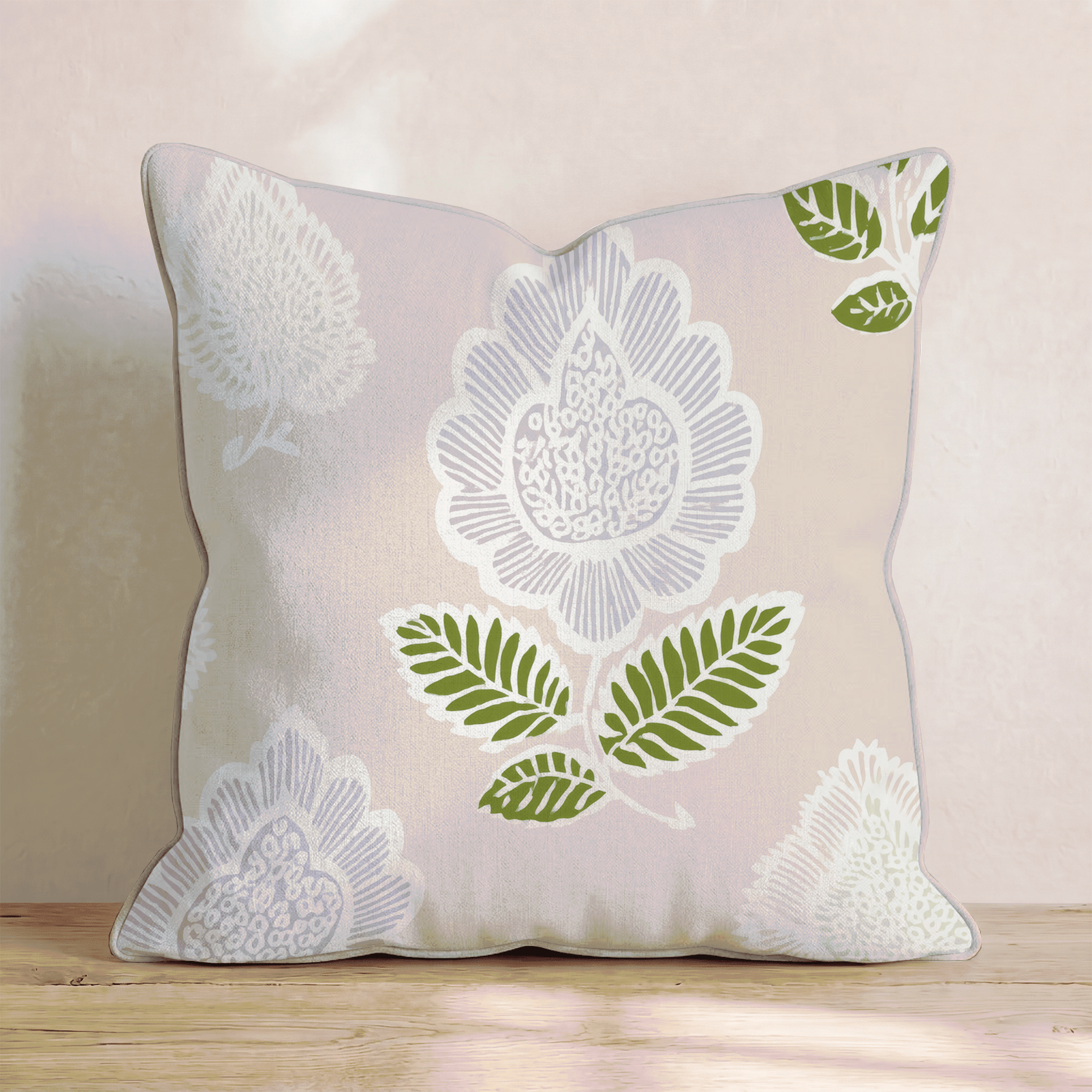 Peach Pretty Damask Throw Pillow - Hillcroft Home