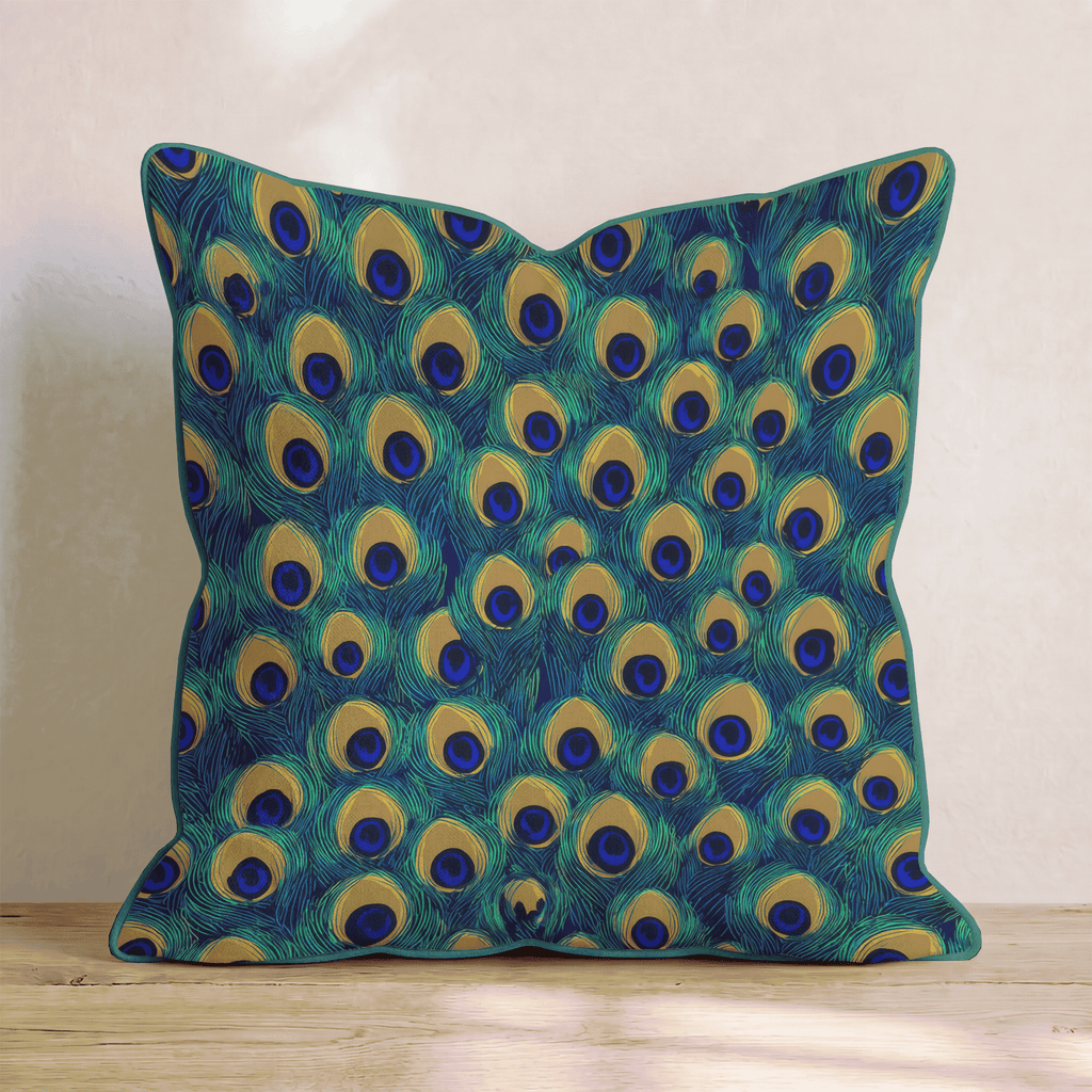 Peacock Eye Gold Throw Pillow - Hillcroft Home