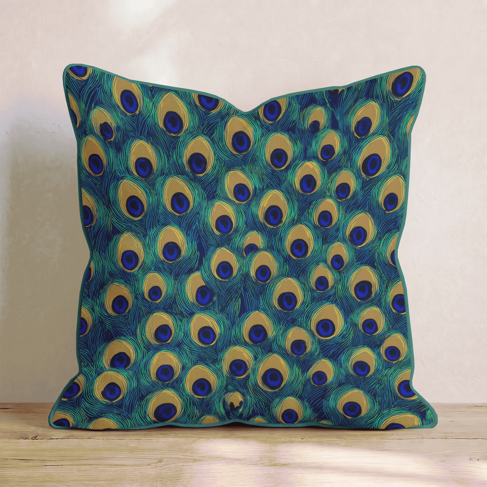 Peacock Eye Gold Throw Pillow - Hillcroft Home