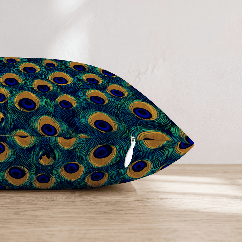 Peacock Eye Gold Throw Pillow - Hillcroft Home
