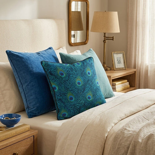 Peacock Eye Teal Throw Pillow - Hillcroft Home