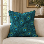 Peacock Eye Teal Throw Pillow throw pillow - Hillcroft Home