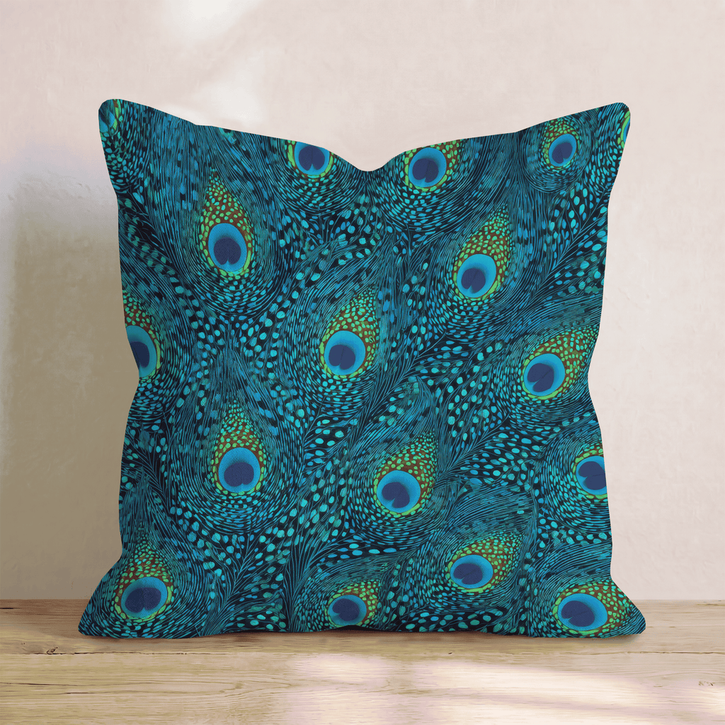 Peacock Eye Teal Throw Pillow - Hillcroft Home