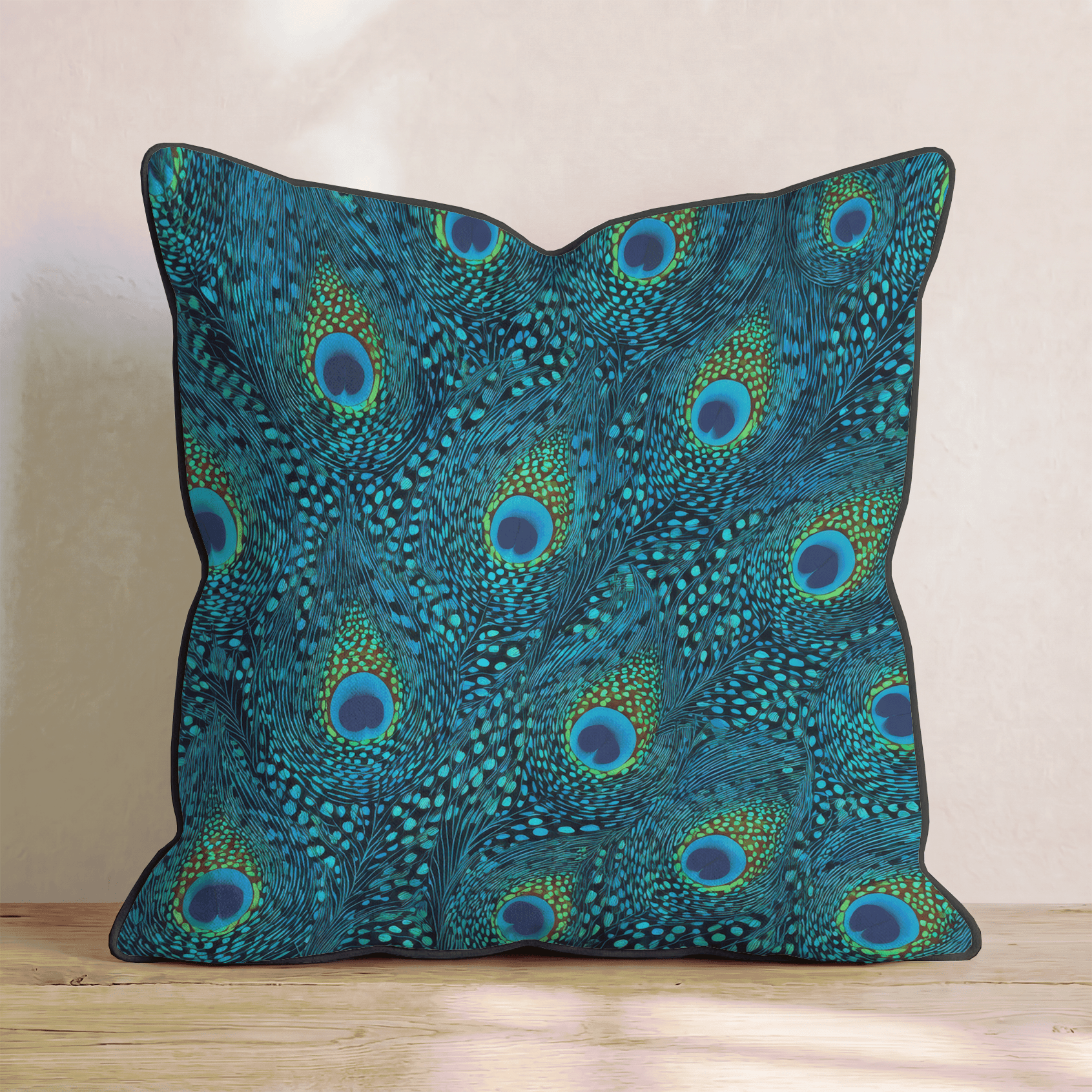 Peacock Eye Teal Throw Pillow - Hillcroft Home