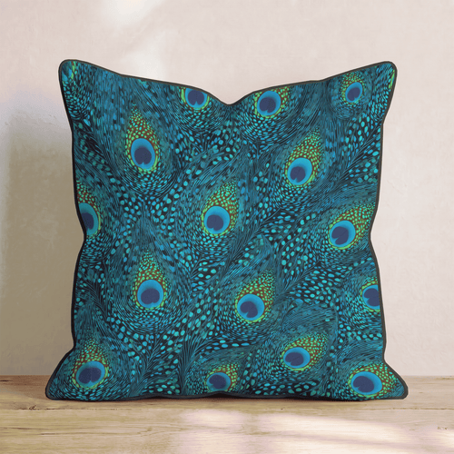Peacock Eye Teal Throw Pillow - Hillcroft Home