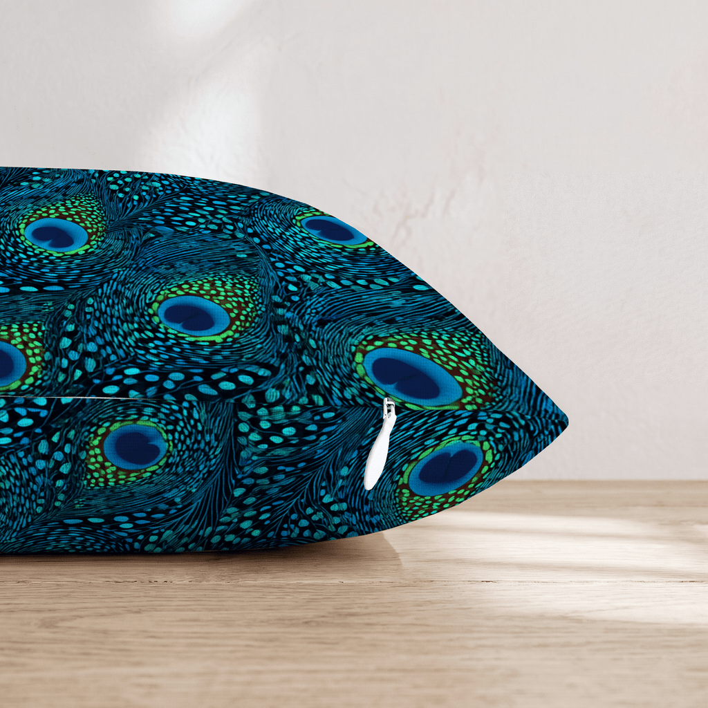 Peacock Eye Teal Throw Pillow - Hillcroft Home