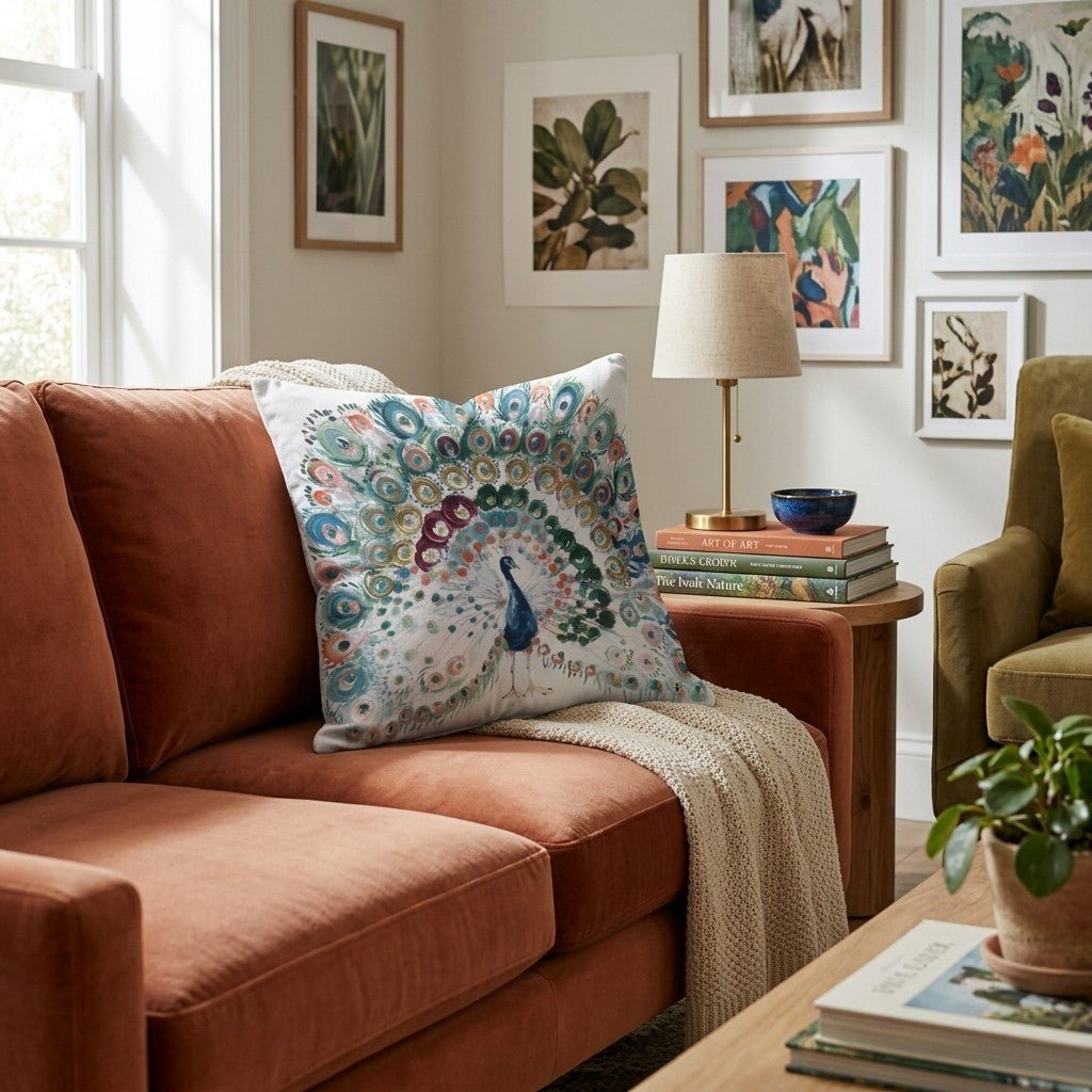 Peacock Throw Pillow - Hillcroft Home