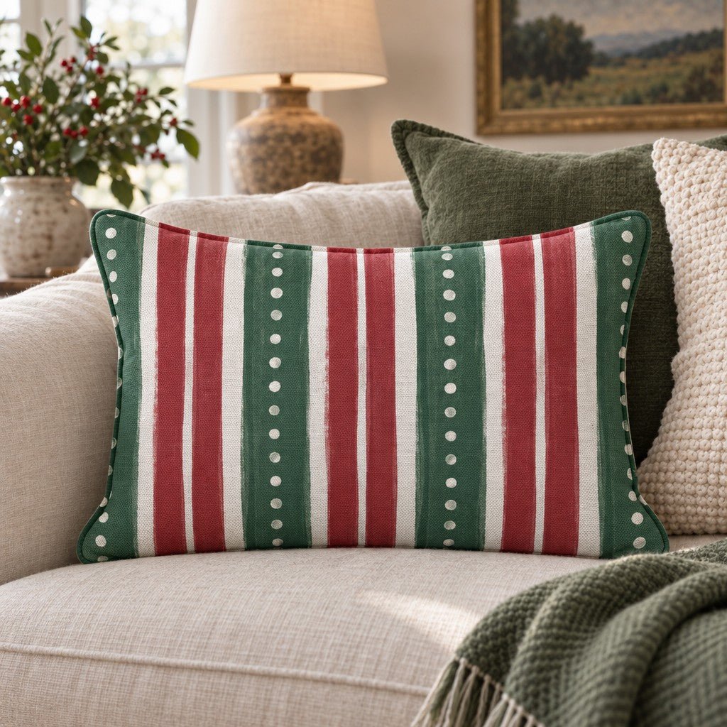 Pearl Garland Stripe Throw Pillow throw pillow - Hillcroft Home