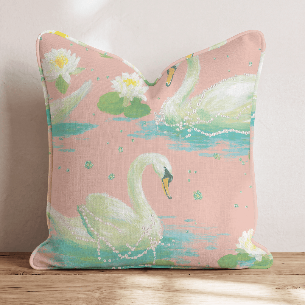 Pearl Swans Throw Pillow - Hillcroft Home