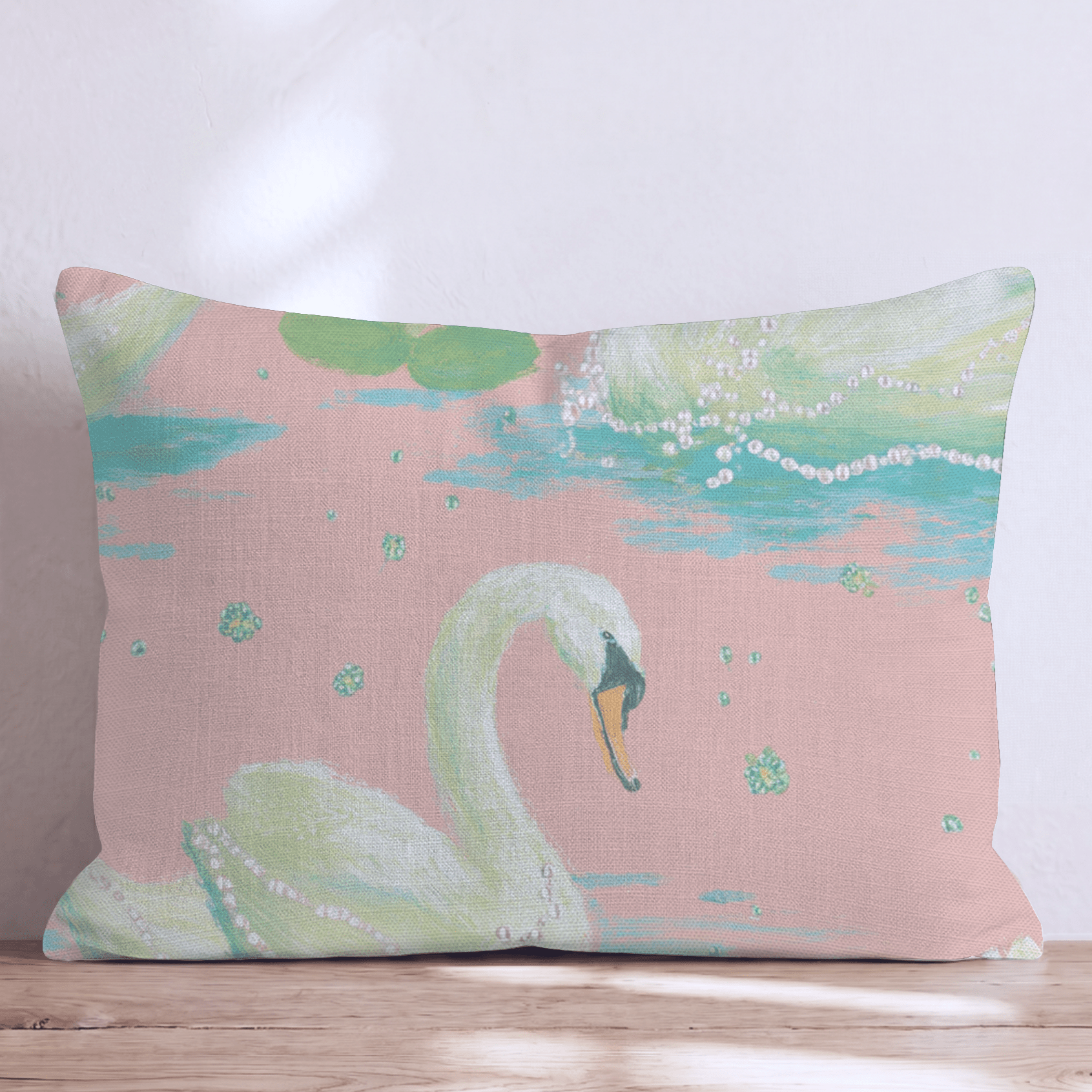 Pearl Swans Throw Pillow - Hillcroft Home