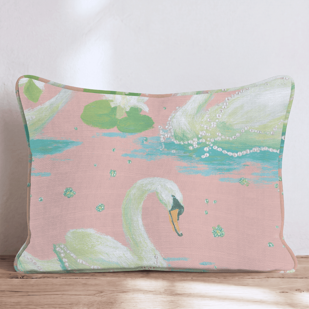 Pearl Swans Throw Pillow - Hillcroft Home