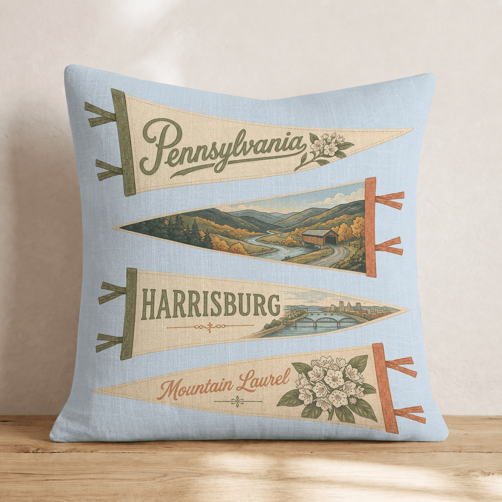 Pennsylvania Pennant Throw Pillow - Hillcroft Home
