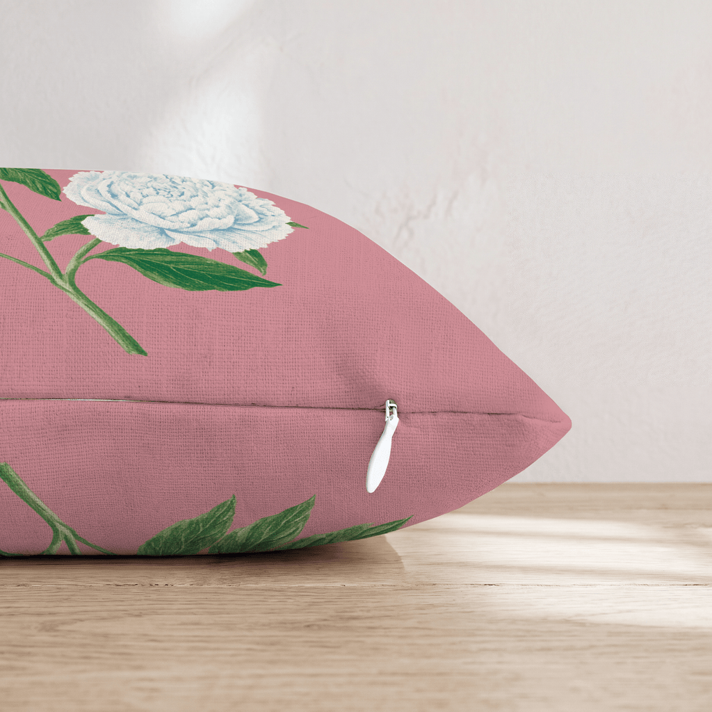 Peonies On Pink Throw Pillow - Hillcroft Home