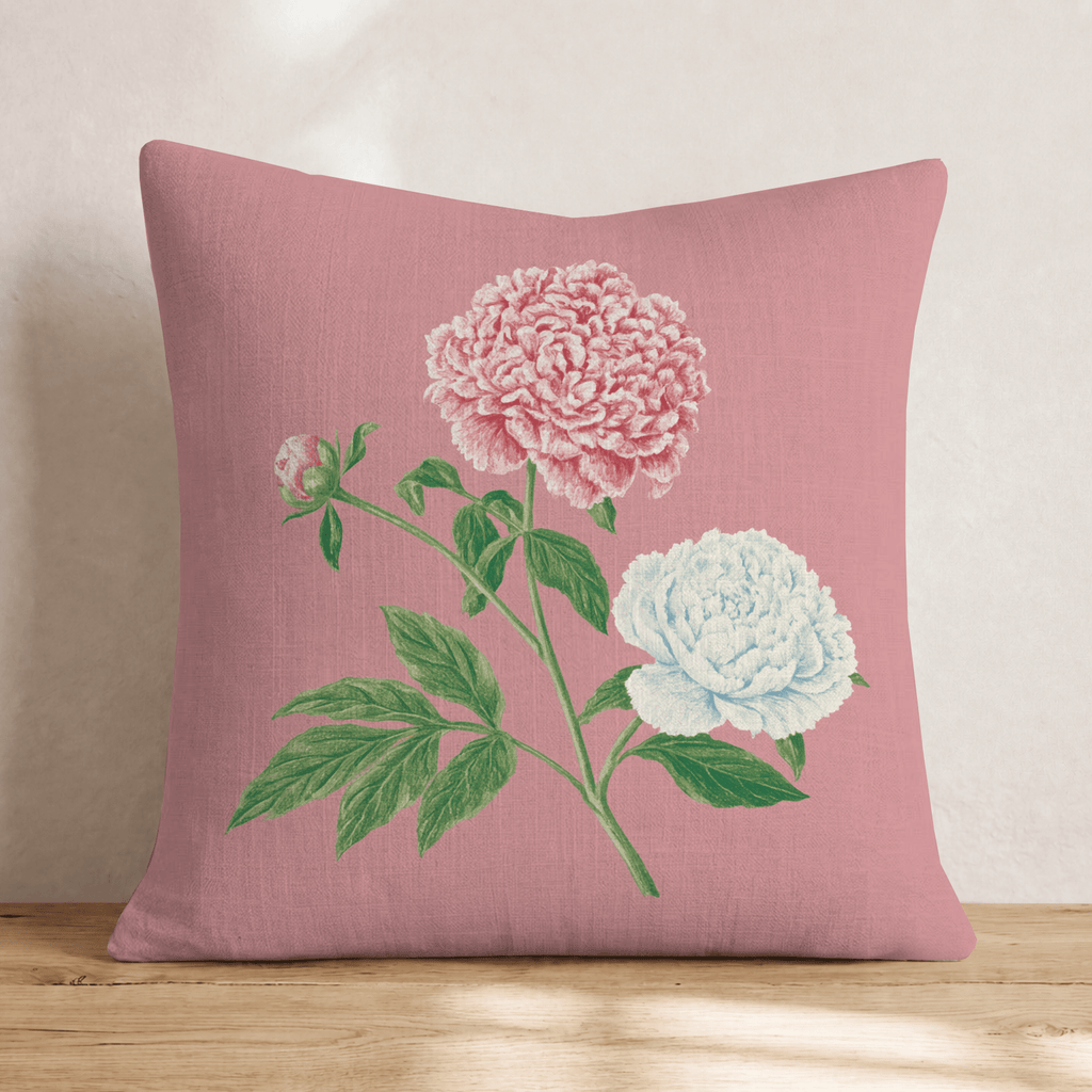 Peonies On Pink Throw Pillow - Hillcroft Home