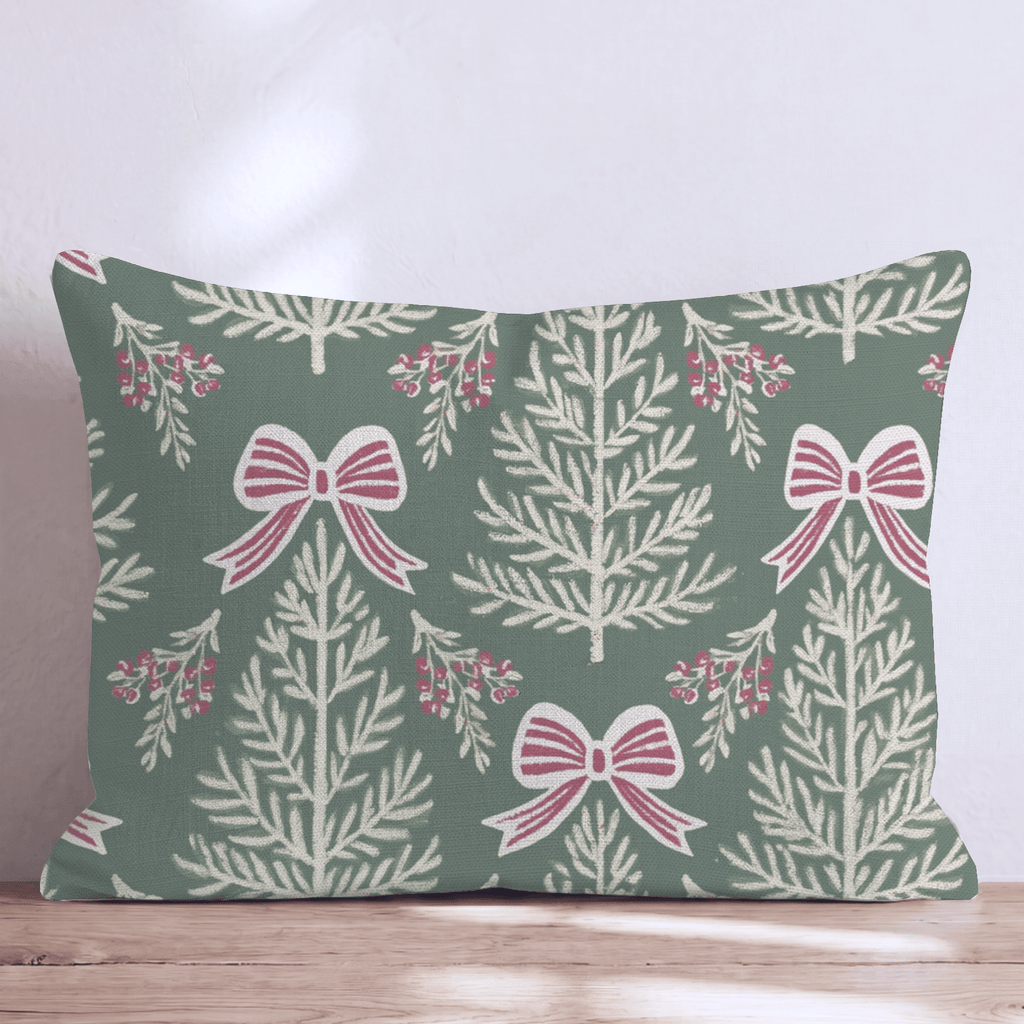 Peppermint Bows Throw Pillow throw pillow - Hillcroft Home