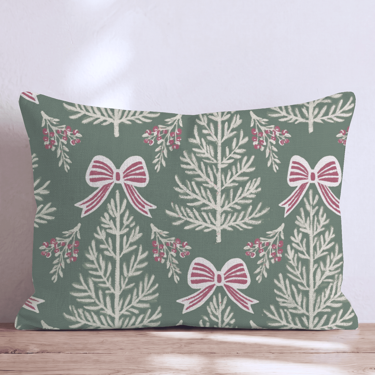 Peppermint Bows Throw Pillow throw pillow - Hillcroft Home
