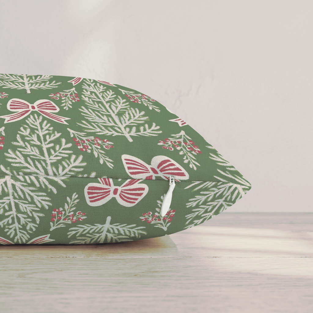 Peppermint Bows Throw Pillow throw pillow - Hillcroft Home