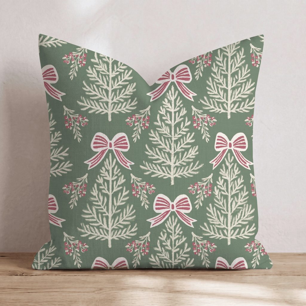 Peppermint Bows Throw Pillow throw pillow - Hillcroft Home