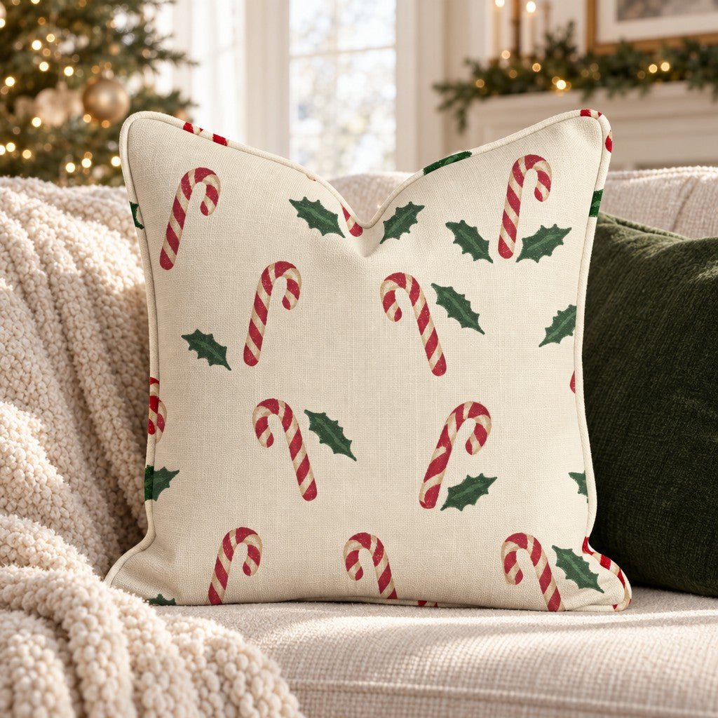 Peppermint & Greenery Throw Pillow throw pillow - Hillcroft Home