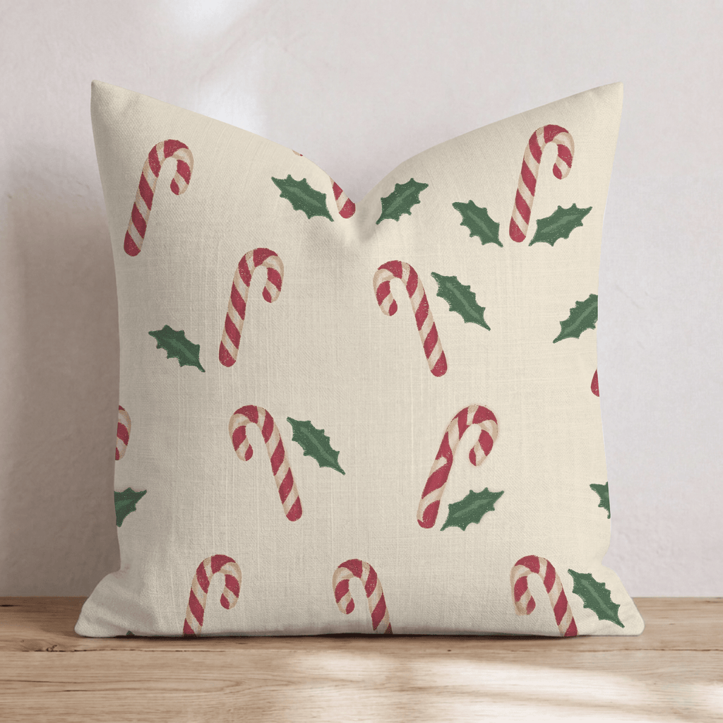 Peppermint & Greenery Throw Pillow throw pillow - Hillcroft Home