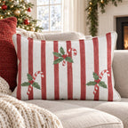 Peppermint Holly Throw Pillow throw pillow - Hillcroft Home
