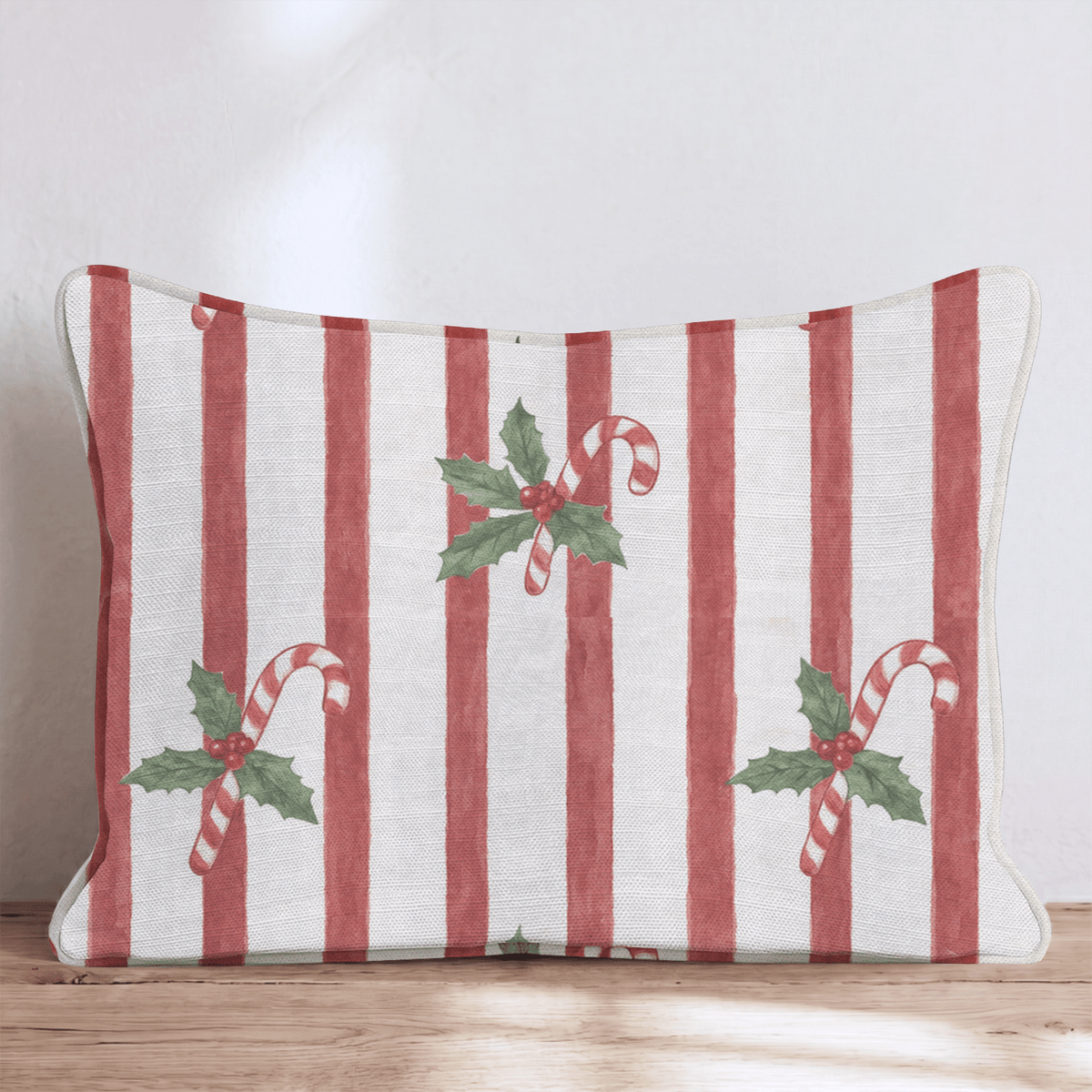 Peppermint Holly Throw Pillow throw pillow - Hillcroft Home