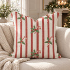 Peppermint Holly Throw Pillow throw pillow - Hillcroft Home