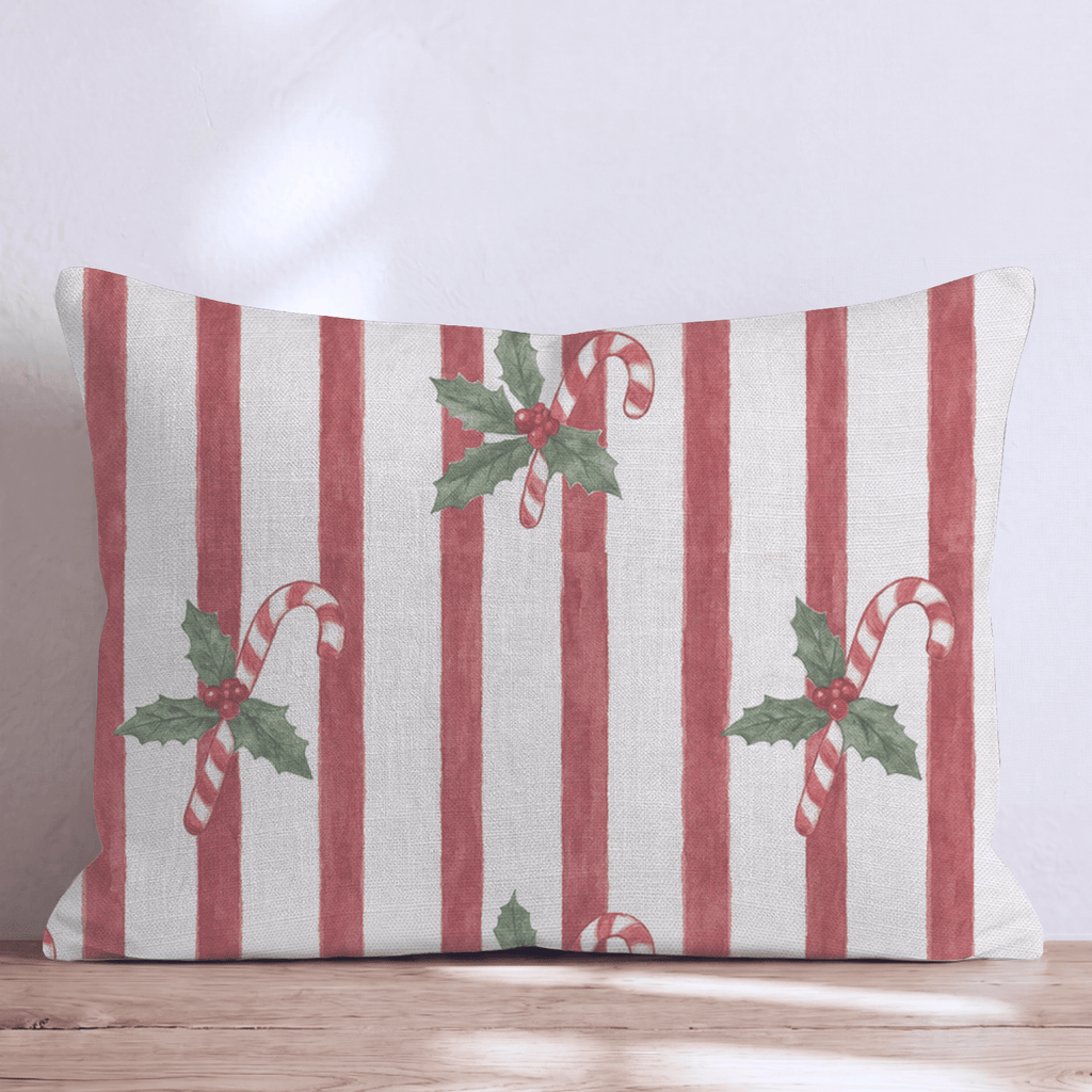 Peppermint Holly Throw Pillow throw pillow - Hillcroft Home