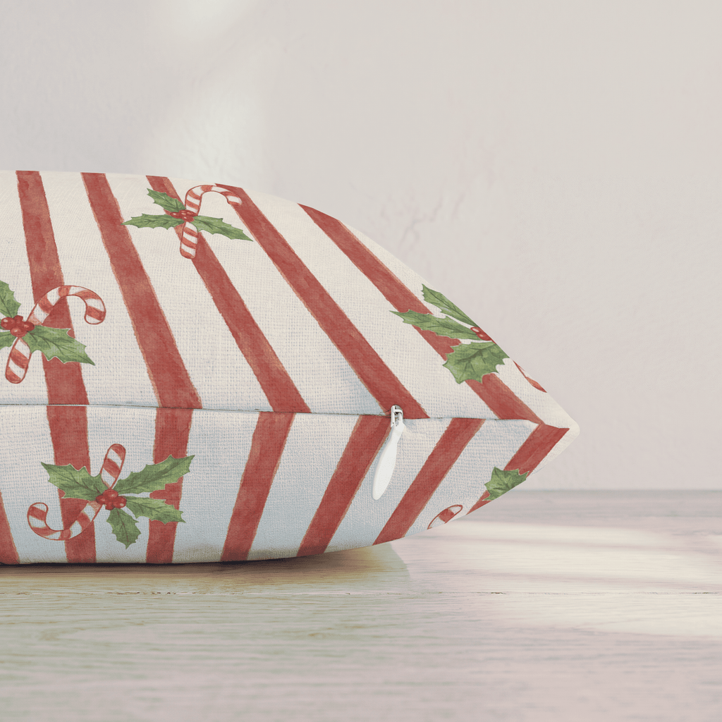 Peppermint Holly Throw Pillow throw pillow - Hillcroft Home