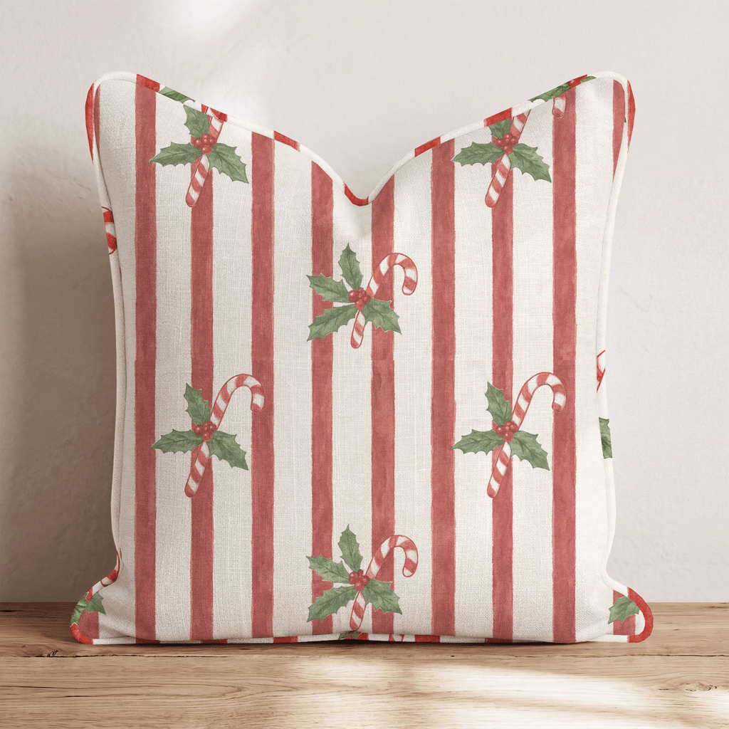 Peppermint Holly Throw Pillow throw pillow - Hillcroft Home