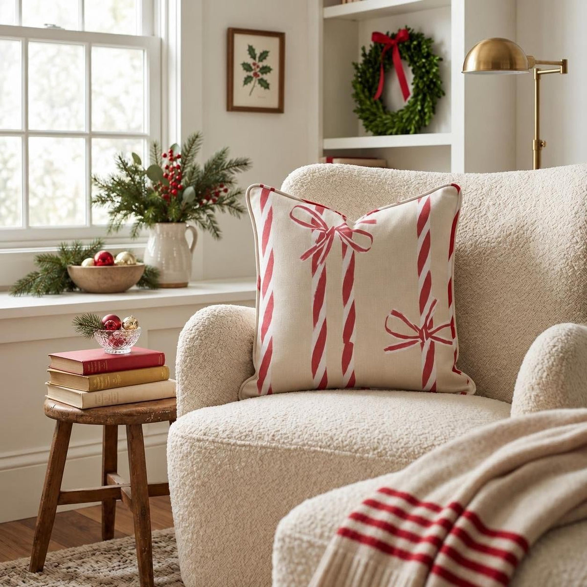 Peppermint String Throw Pillow throw pillow - Hillcroft Home