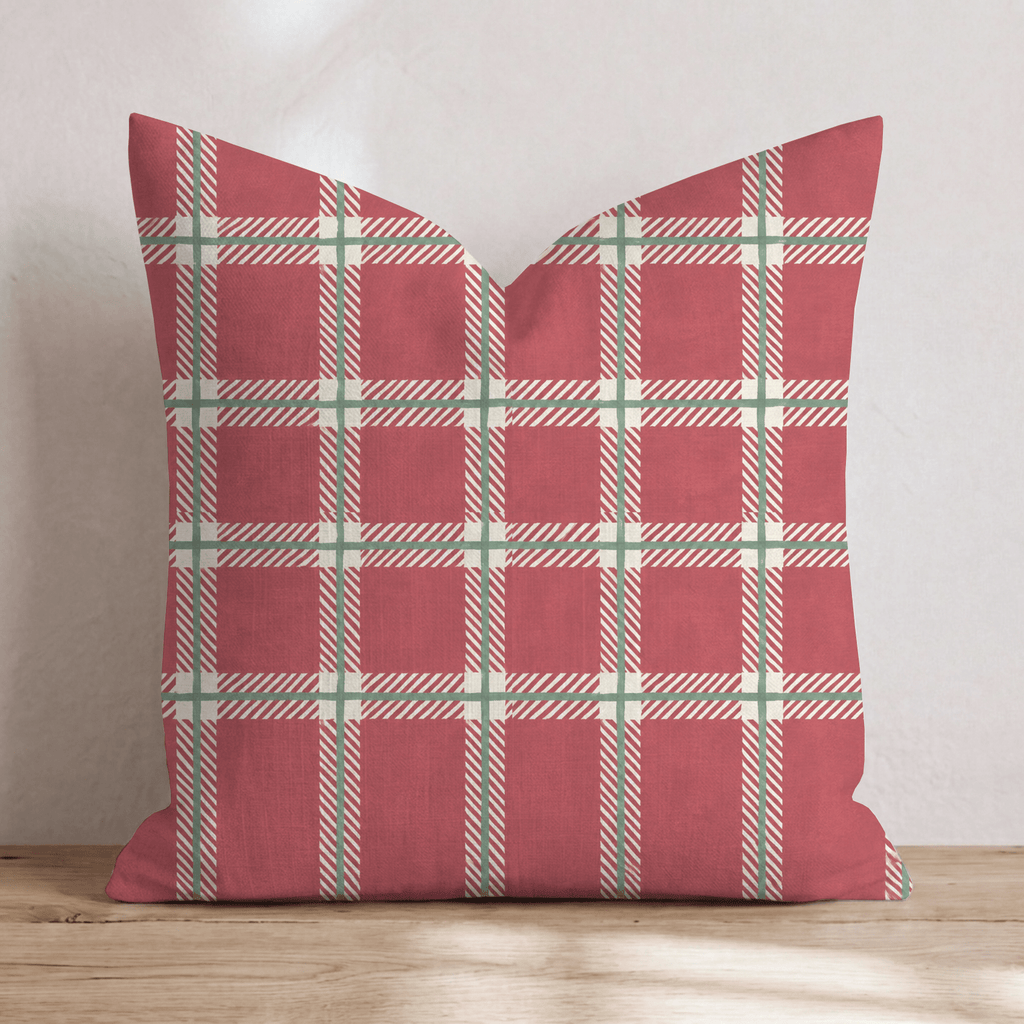 Peppermint Windowpane Ruby Throw Pillow throw pillow - Hillcroft Home