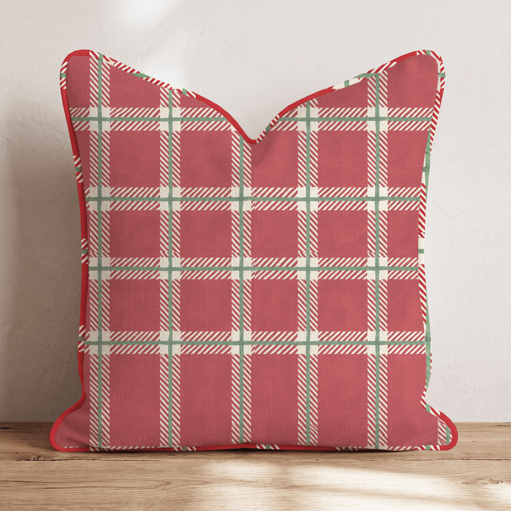 Peppermint Windowpane Ruby Throw Pillow throw pillow - Hillcroft Home