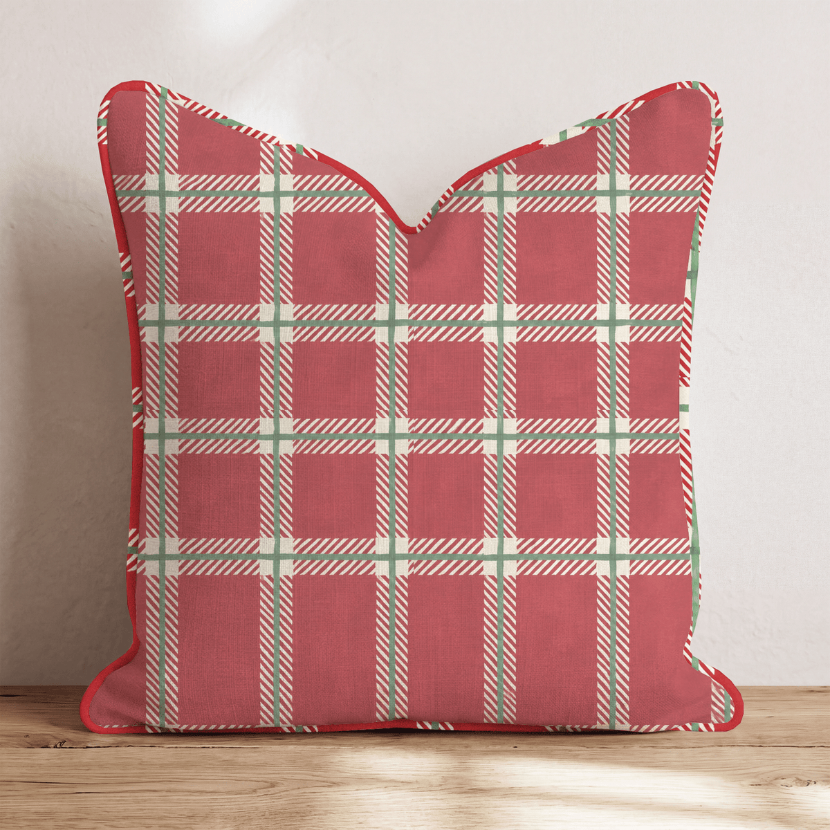 Peppermint Windowpane Ruby Throw Pillow throw pillow - Hillcroft Home