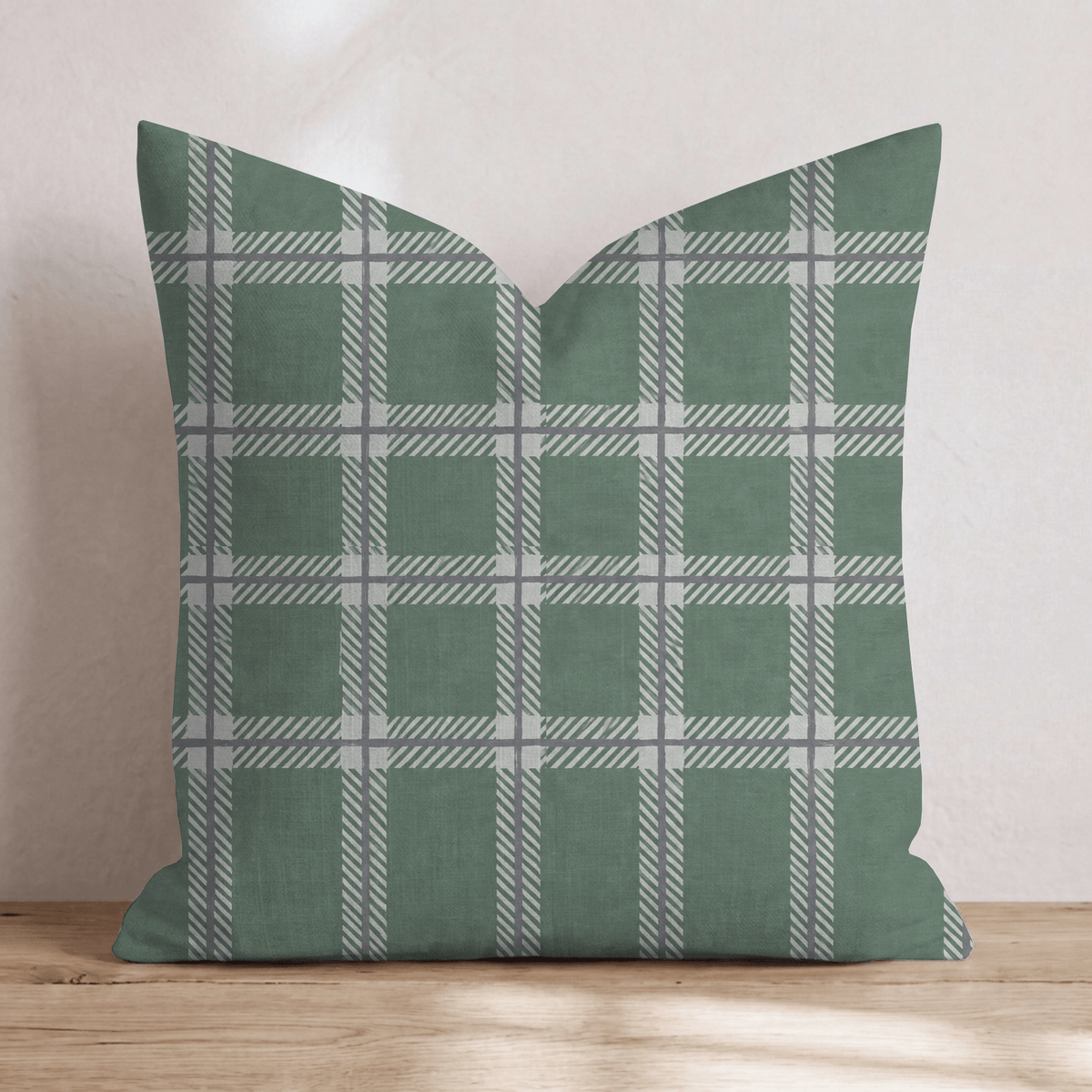 Peppermint Windowpane Spruce Throw Pillow throw pillow - Hillcroft Home