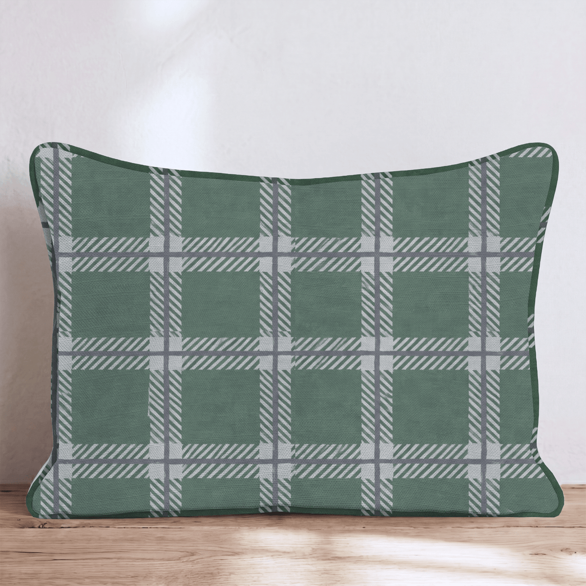 Peppermint Windowpane Spruce Throw Pillow throw pillow - Hillcroft Home