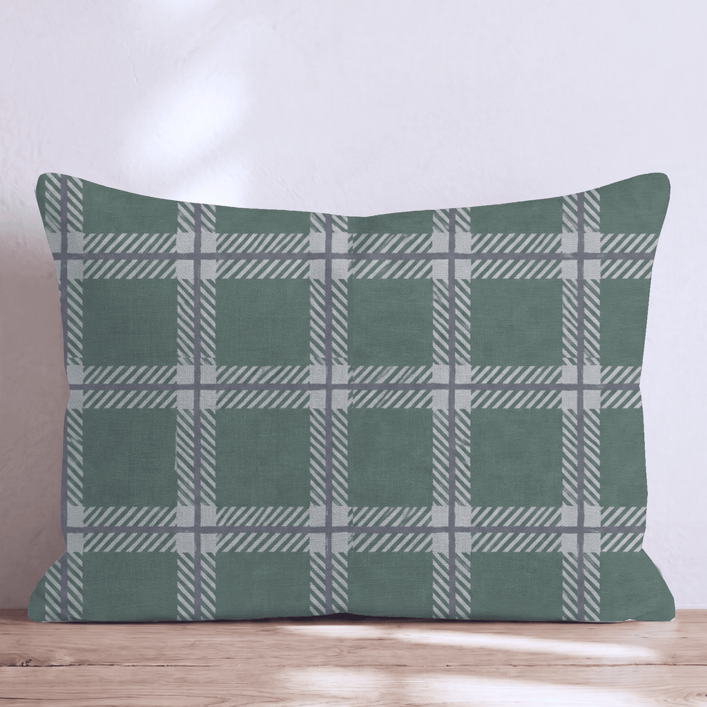 Peppermint Windowpane Spruce Throw Pillow throw pillow - Hillcroft Home