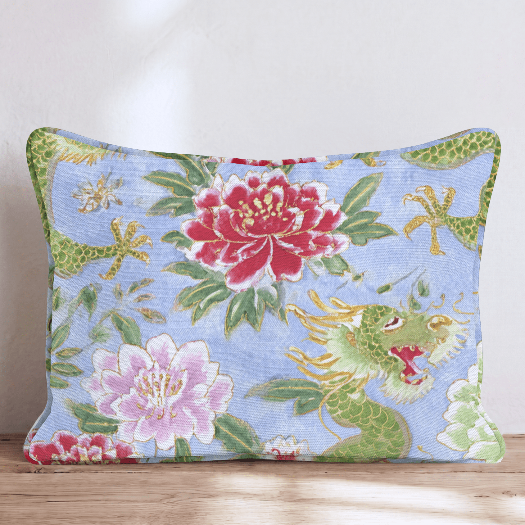 Periwinkle Dragons Throw Pillow - Hillcroft Home