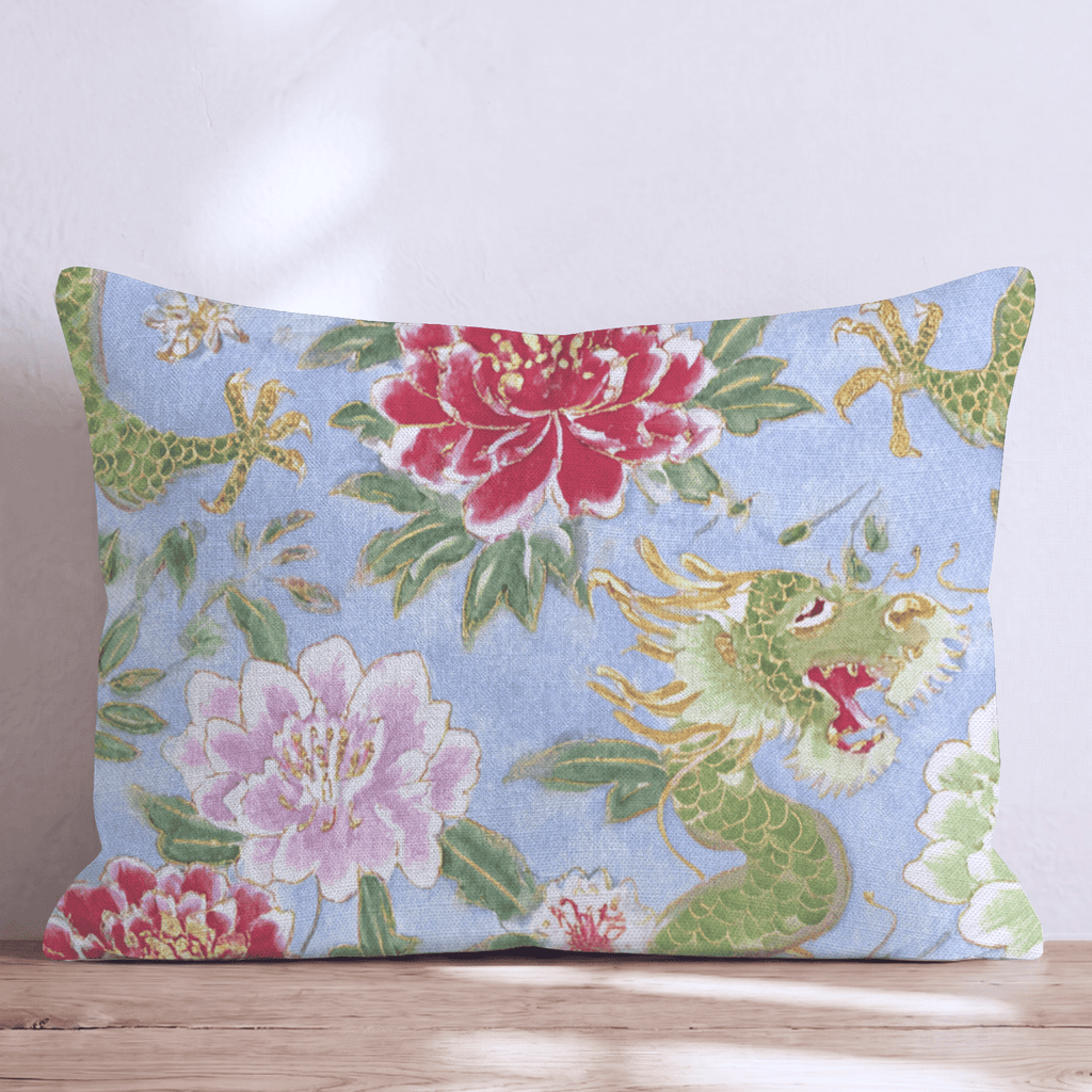 Periwinkle Dragons Throw Pillow - Hillcroft Home