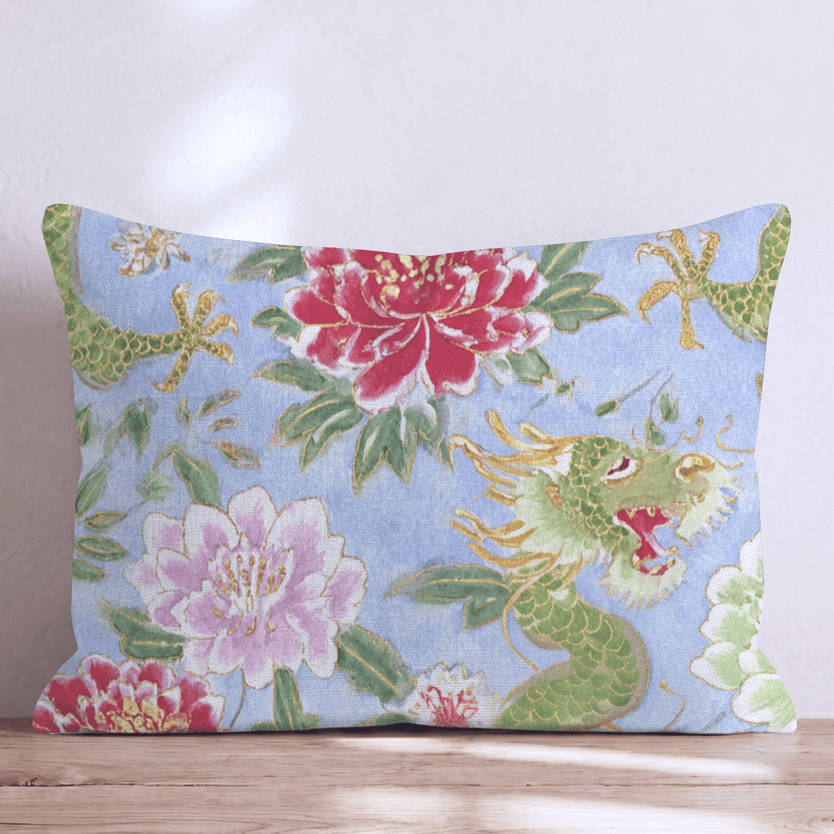 Periwinkle Dragons Throw Pillow - Hillcroft Home