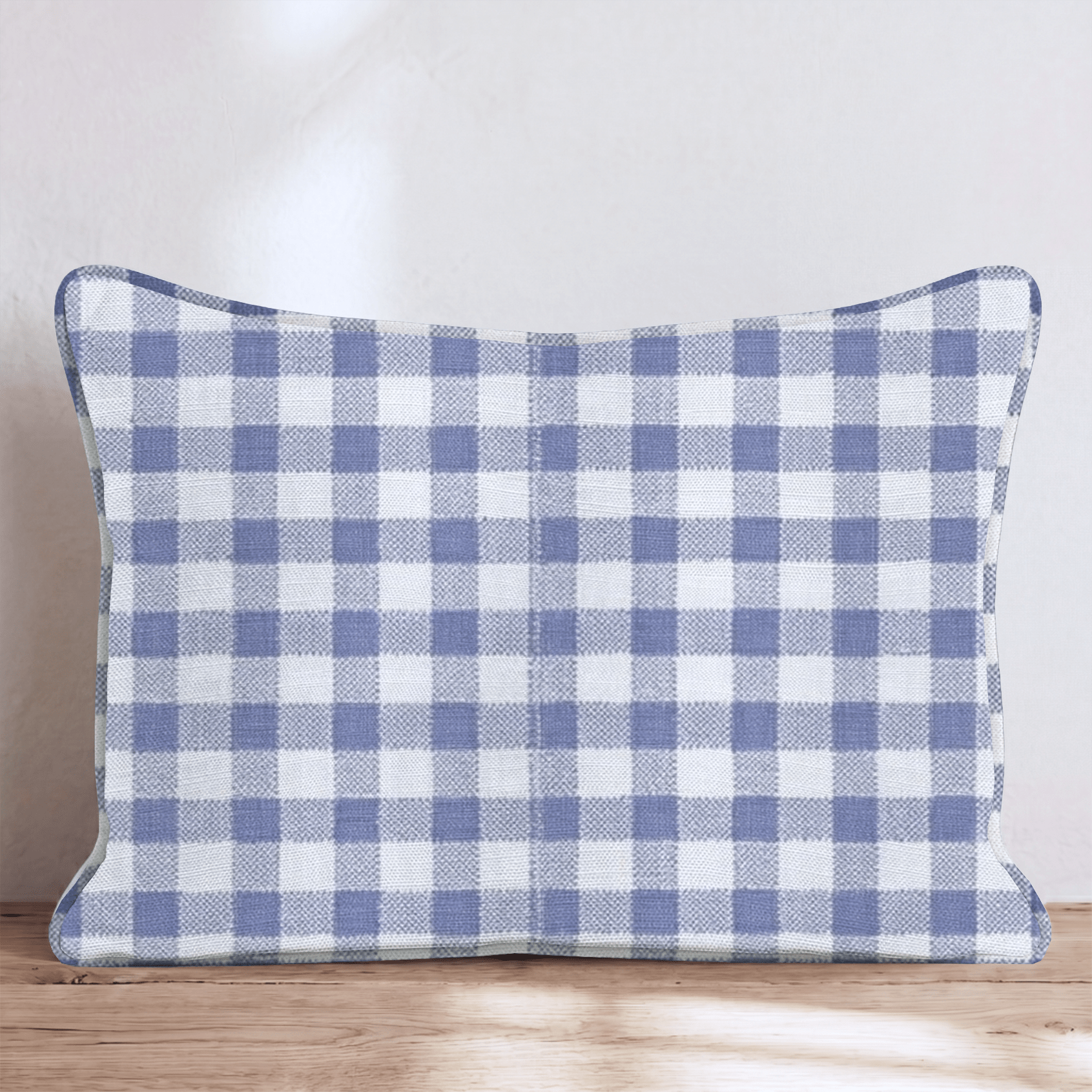 Periwinkle Fine Gingham Throw Pillow - Hillcroft Home