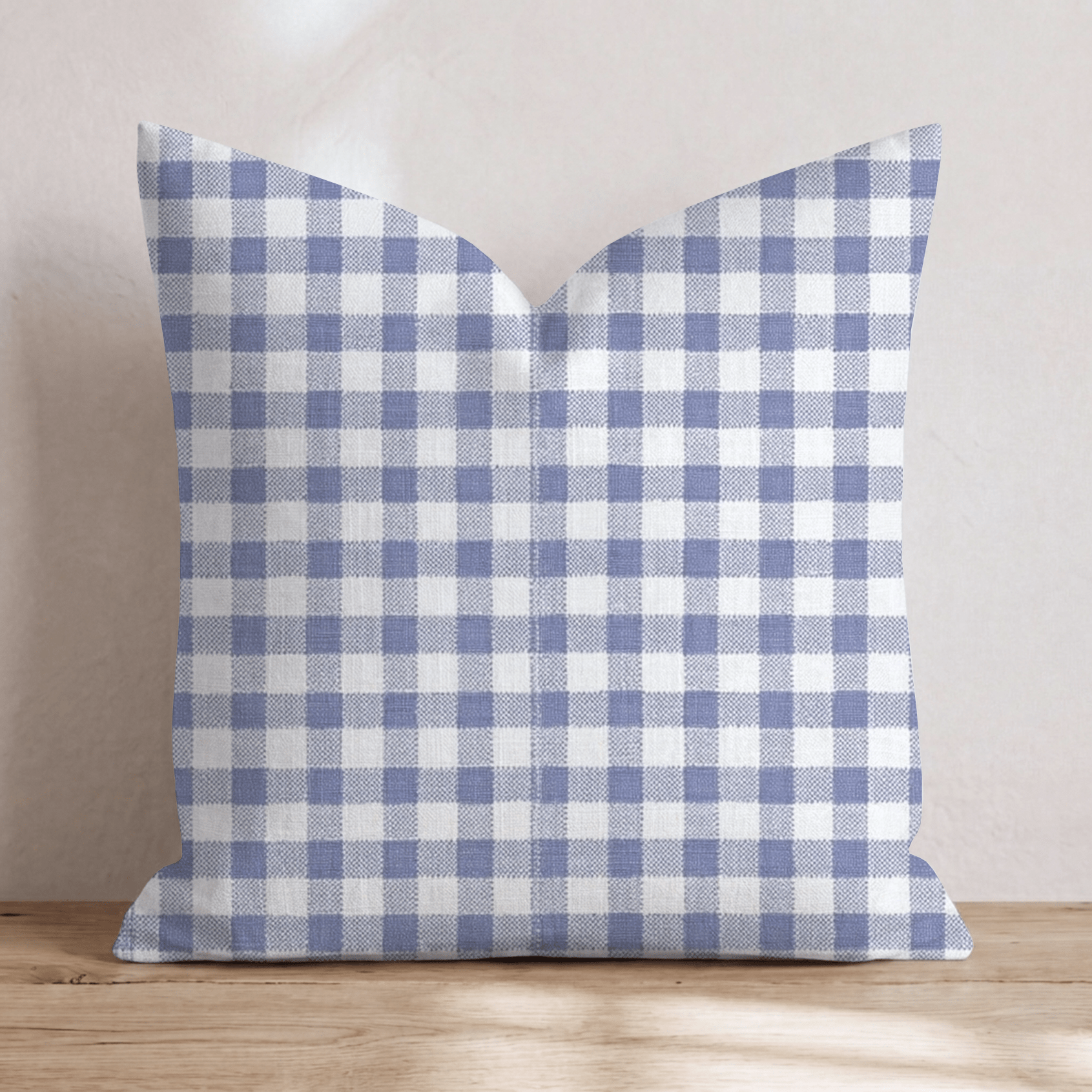 Periwinkle Fine Gingham Throw Pillow - Hillcroft Home