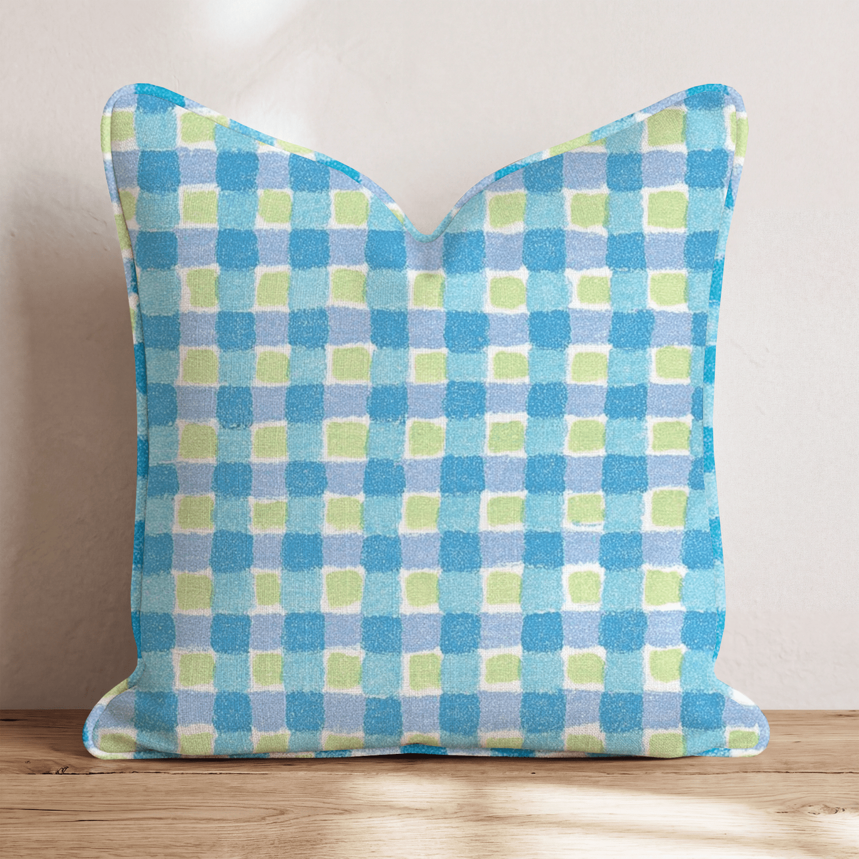 Periwinkle Gingham Throw Pillow - Hillcroft Home