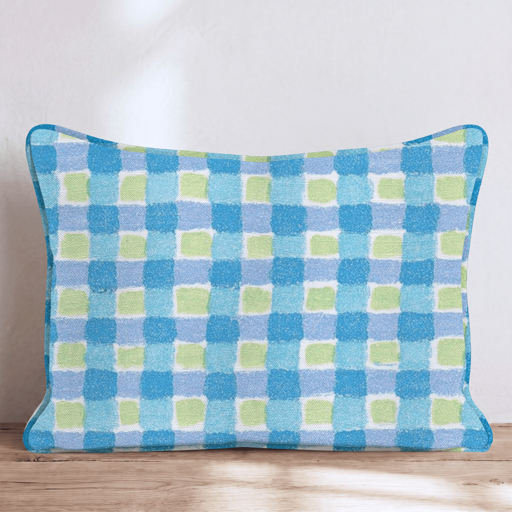 Periwinkle Gingham Throw Pillow - Hillcroft Home