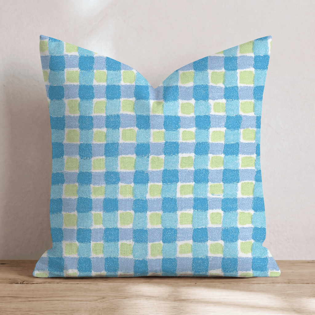 Periwinkle Gingham Throw Pillow - Hillcroft Home