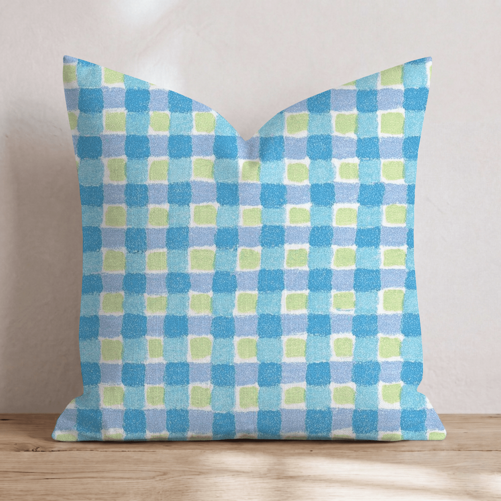 Periwinkle Gingham Throw Pillow - Hillcroft Home