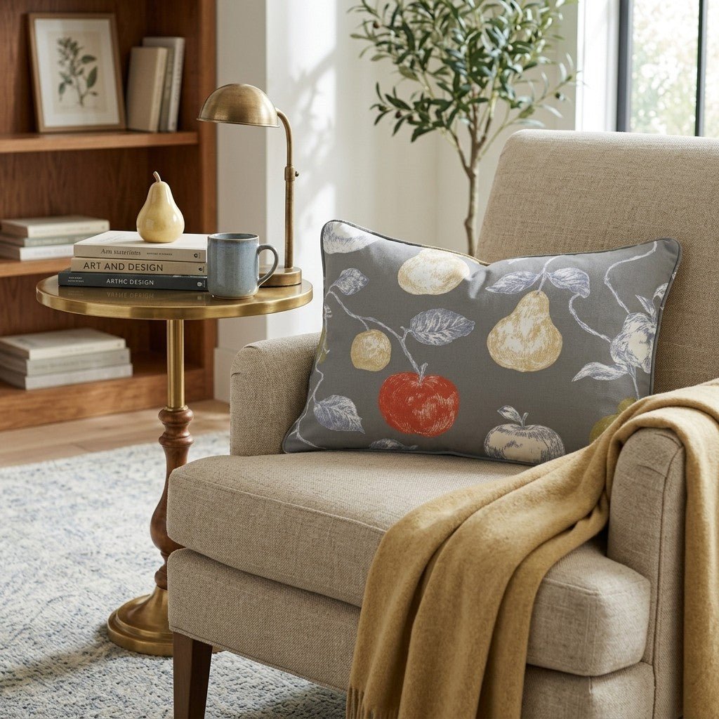Persimmon Orchard Toile Throw Pillow - Hillcroft Home