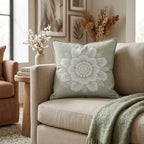 Petal Damask Throw Pillow - Hillcroft Home